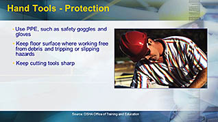OSHA Construction: Hand and Power Tool Safety thumbnails on a slider