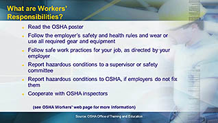OSHA Construction: Introduction to OSHA thumbnails on a slider