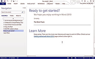 Microsoft Word 2013: Getting Started with Word 2013 thumbnails on a slider