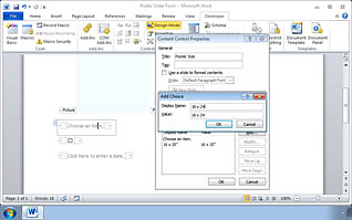 Microsoft Word 2010: Creating Forms thumbnails on a slider