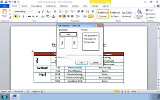 Microsoft Word 2010: Customizing Tables and Charts thumbnails on a slider