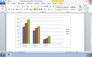 Microsoft Word 2010: Customizing Tables and Charts thumbnails on a slider
