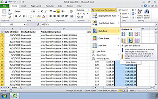 Microsoft Office 2010 and Windows 7: What’s New in Excel 2010? thumbnails on a slider