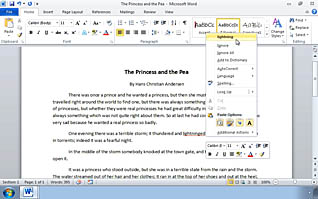 Microsoft Word 2010: Proofing a Word Document thumbnails on a slider